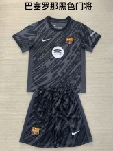 24/25 Barcelona Goalkeeper Black Kids Kits 1:1  Soccer Jersey