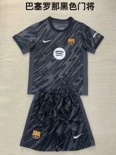 24/25 Barcelona Goalkeeper Black Kids Kits 1:1  Soccer Jersey