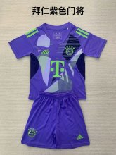 24/25  Bayern Munich Goalkeeper Purple Kids Kits 1:1 Quality Soccer Jersey