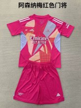 24/25 Arsenal Goalkeeper Rose Red Kids Kits 1:1 Soccer Jersey