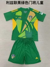 24/25 Leeds United Goalkeeper Green Kids Kits 1:1 Quality Soccer Jersey
