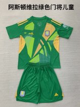 24/25  Aston Villa Goalkeeper Green Kids Kits 1:1 Quality Soccer Jersey