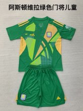 24/25  Aston Villa Goalkeeper Green Kids Kits 1:1 Quality Soccer Jersey