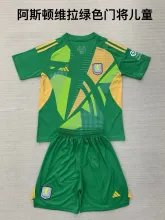 24/25  Aston Villa Goalkeeper Green Kids Kits 1:1 Quality Soccer Jersey