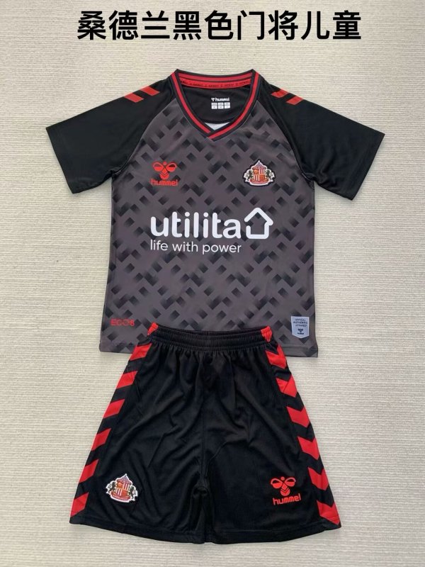 24/25 Sunderland Goalkeeper Black Kids Kits 1:1 Soccer Jersey
