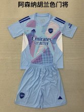 24/25 Arsenal Goalkeeper Lake Blue Kids Kits 1:1 Soccer Jersey