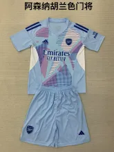 24/25 Arsenal Goalkeeper Lake Blue Kids Kits 1:1 Soccer Jersey