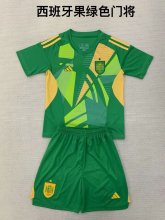 24/25 Spain  Goalkeeper Green Kids Kits 1:1 Quality Soccer Jersey