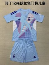 24/25  Nottingham Forest  Goalkeeper Lake Blue Kids Kits 1:1 Quality Soccer Jersey