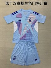 24/25  Nottingham Forest  Goalkeeper Lake Blue Kids Kits 1:1 Quality Soccer Jersey