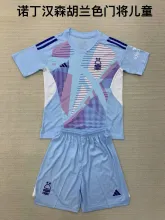 24/25  Nottingham Forest  Goalkeeper Lake Blue Kids Kits 1:1 Quality Soccer Jersey