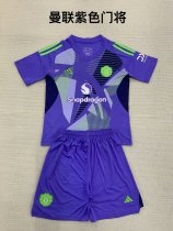 24/25 Manchester United Goalkeeper  purple Kids Kits 1:1 Soccer Jersey
