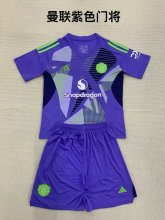 24/25 Manchester United Goalkeeper  purple Kids Kits 1:1 Soccer Jersey