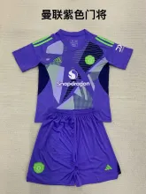 24/25 Manchester United Goalkeeper  purple Kids Kits 1:1 Soccer Jersey