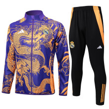 24/25  Real Madrid Purple (Inkjet Dragon) Training Tracksuit 1:1 Quality Training Jersey