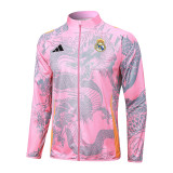 24/25  Real Madrid Pink (Inkjet Dragon) Training Tracksuit 1:1 Quality Training Jersey
