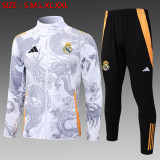 24/25  Real Madrid White (Inkjet Dragon)Training Tracksuit 1:1 Quality Training Jersey