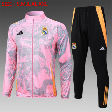 24/25  Real Madrid Pink (Inkjet Dragon) Training Tracksuit 1:1 Quality Training Jersey