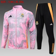 24/25  Real Madrid Pink (Inkjet Dragon) Training Tracksuit 1:1 Quality Training Jersey