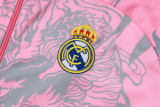 24/25  Real Madrid Pink (Inkjet Dragon) Training Tracksuit 1:1 Quality Training Jersey