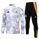 24/25  Real Madrid White (Inkjet Dragon)Training Tracksuit 1:1 Quality Training Jersey
