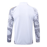 24/25  Real Madrid White (Inkjet Dragon)Training Tracksuit 1:1 Quality Training Jersey