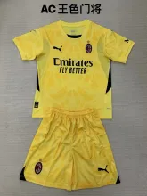 24/25 AC Milan Goalkeeper Yellow Kids 1:1 Quality Soccer Jersey