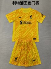 24/25  Liverpool Goalkeeper Yellow  Kids Kits 1:1 Quality Soccer Jersey