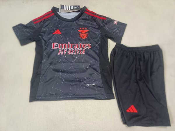 24/25 Benfica Away Black Kids Kits 1:1 Quality Soccer Jersey