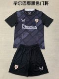 24/25 Bilbao Goalkeeper Black Kids Kits 1:1 Quality  Soccer Jersey