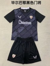 24/25 Bilbao Goalkeeper Black Kids Kits 1:1 Quality  Soccer Jersey