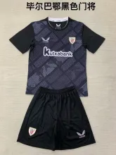 24/25 Bilbao Goalkeeper Black Kids Kits 1:1 Quality  Soccer Jersey