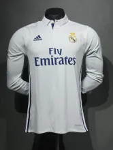 2016-2017  Real Madrid Home Long Sleeve Player Retro1:1 Quality Soccer Jersey