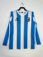 1986  Argentina Home Long Sleeve Retro 1:1 Quality Soccer Jersey