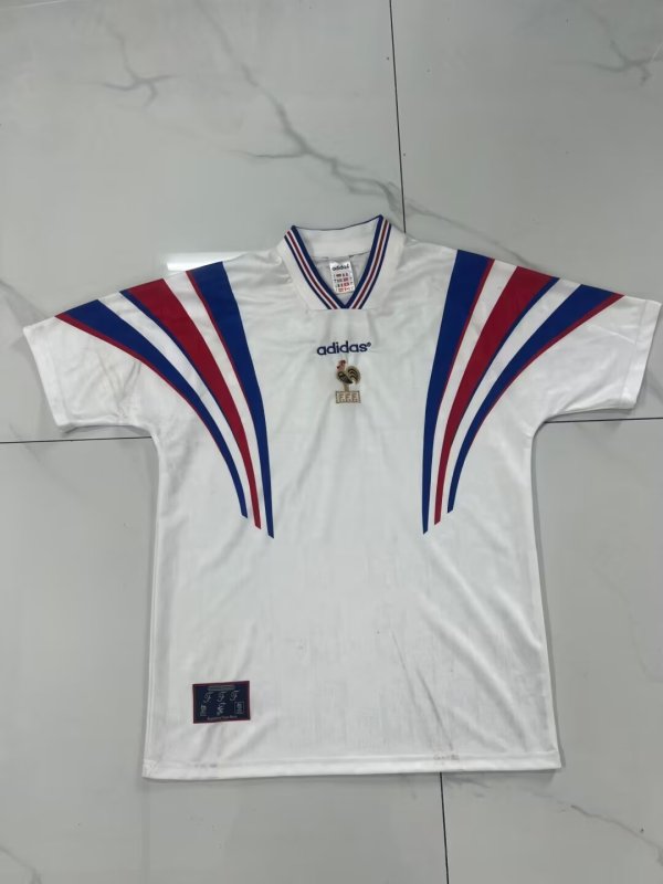 1996  France  Away  White  Fans Retro 1:1 Quality  Soccer Jersey