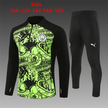 24/25  Manchester City Military Fluorescent Green Kids 1:1 Quality Training Jersey