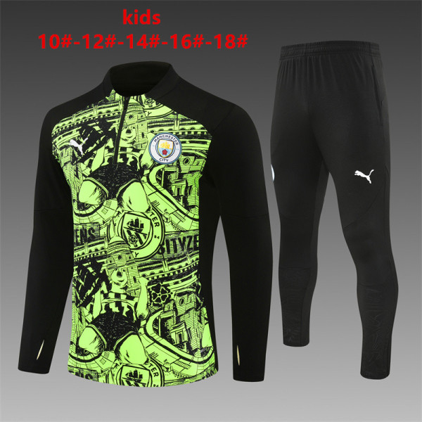 24/25  Manchester City Military Fluorescent Green Kids 1:1 Quality Training Jersey