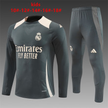 24/25 Real Madrid  Kids Dark Grey Player 1:1 Quality Training Jersey