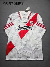 1996/1997 River Plate Home white Fans Long Sleeve 1:1 Retro Quality Soccer Jersey