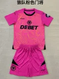 24/25 Wolves Goalkeeper  Kids Kits 1:1 Quality Soccer Jersey