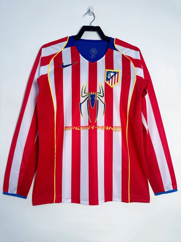 2004/2005 Retro Atletico Madrid Home Long Sleeve 1:1 Quality Soccer Jersey