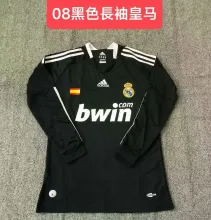 2008/2009 Real Madrid Away Black Long Sleeve Retro 1:1 Quality Soccer Jersey