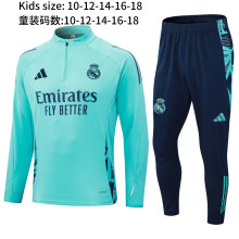 24/25 Real Madrid  Kids Training Light Green 1:1 Quality Training Jersey