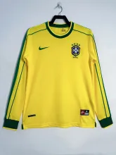 1998 Brazil Home Long Sleeve Fans Retro 1:1 Quality Soccer Jersey