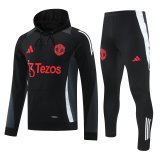 24/25 Manchester United Hooded Long Sleeved Black 1:1 Training suit