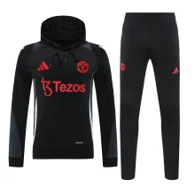 24/25 Manchester United Hooded Long Sleeved Black 1:1 Training suit