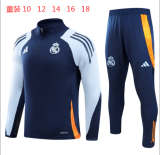 24/25 Real Madrid  Kids Shangqing Blue1:1 Quality Training Jersey