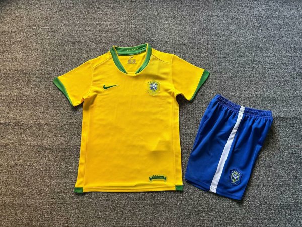 2006 Brazil  Home Kids Retro 1:1 Quality Soccer Jersey