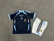 2006  Argentina Away Kids Retro 1:1 Quality  Soccer Jersey