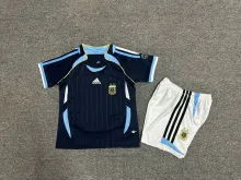 2006  Argentina Away Kids Retro 1:1 Quality  Soccer Jersey
